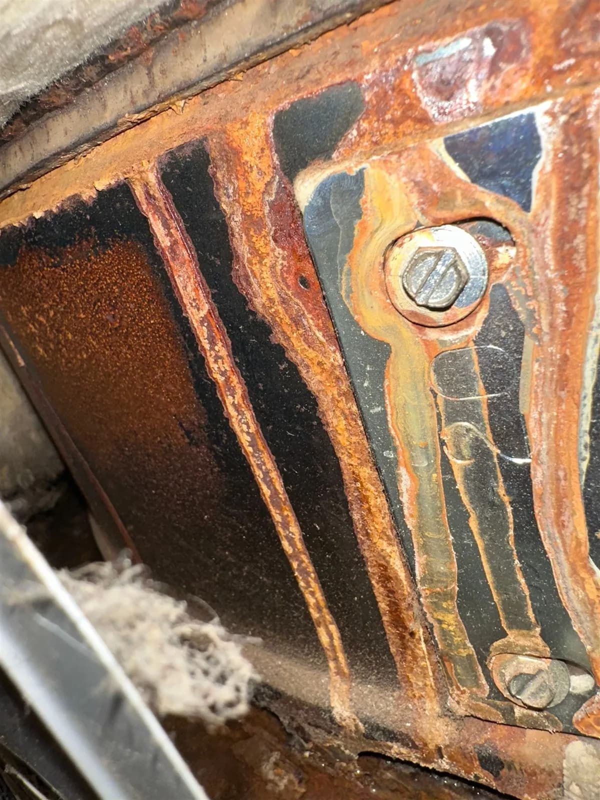 Heavy rust and corrosion on a furnace heat exchanger